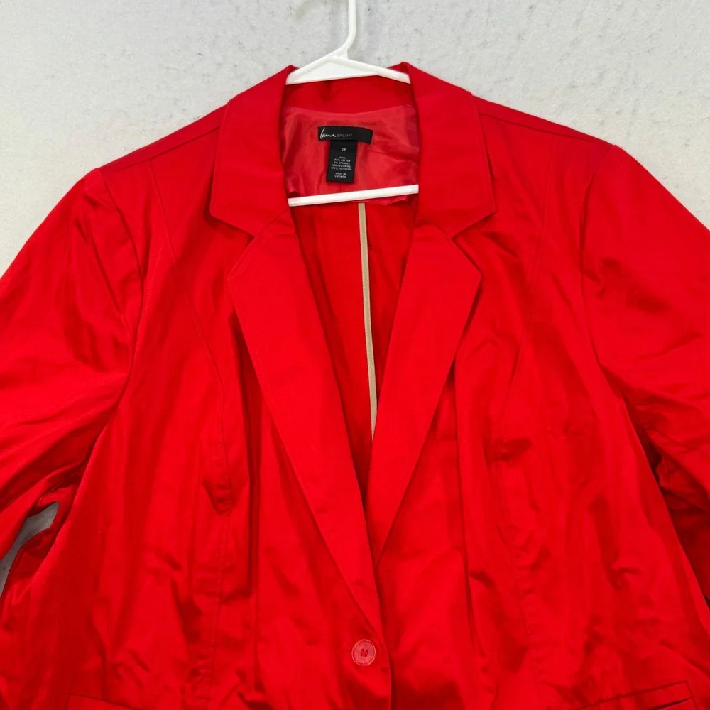 Lane Bryant Blazer Women Plus 28 Red Cotton Stretch Office Workwear Professional
